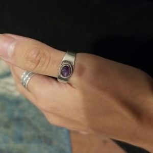 Amethyst Sterling Silver Ring - Size 8